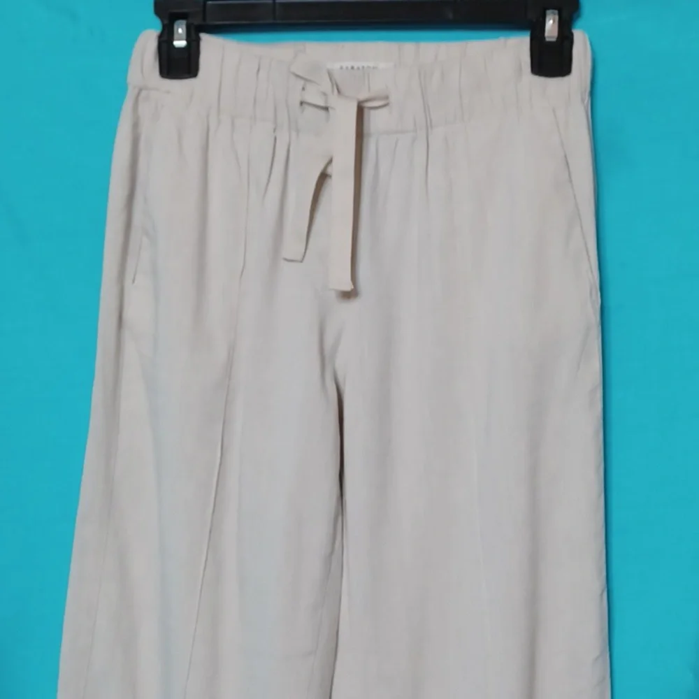 BABATON Women's Lt Beige Linen Blend Elastic Waist Pants. Size XS